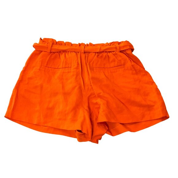 Loft Orange Linen-Blend High-Waist Paperbag Shorts Pockets Size L Petite resort - Picture 11 of 11